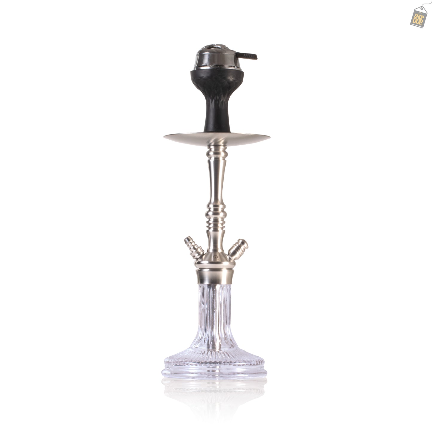 COCOYAYA Barcelona Hookah with Bag - Silver Stem / Transparent Base