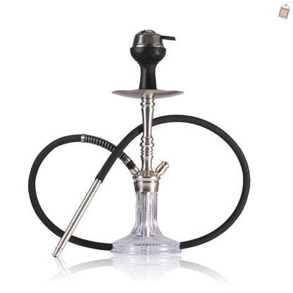 COCOYAYA Barcelona Hookah with Bag - Silver Stem / Transparent Base