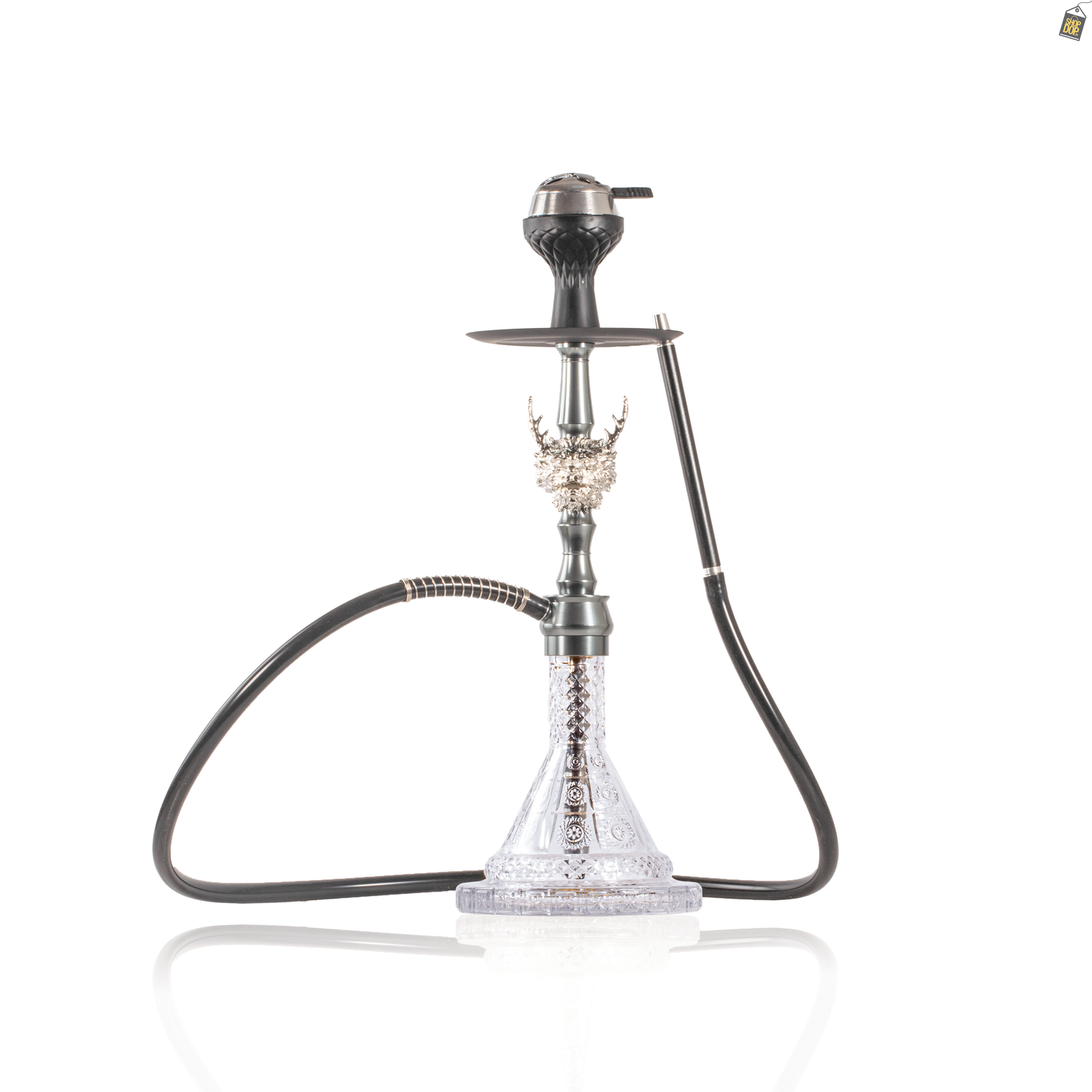 Beast Lord Hookah - Silver (Gun Metal Stem)