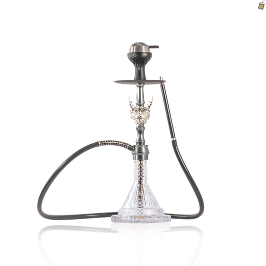 Beast Lord Hookah - Silver (Gun Metal Stem)