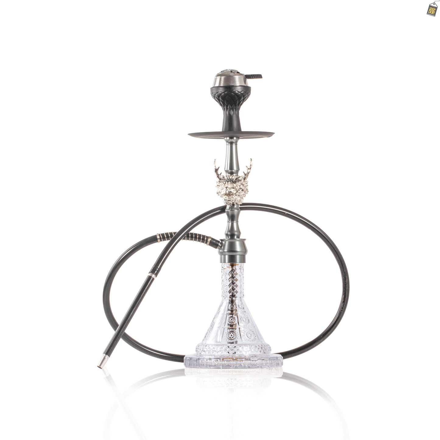 Beast Lord Hookah - Silver (Gun Metal Stem)