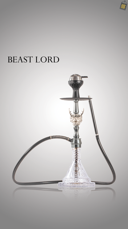 Beast Lord Hookah - Silver (Gun Metal Stem)
