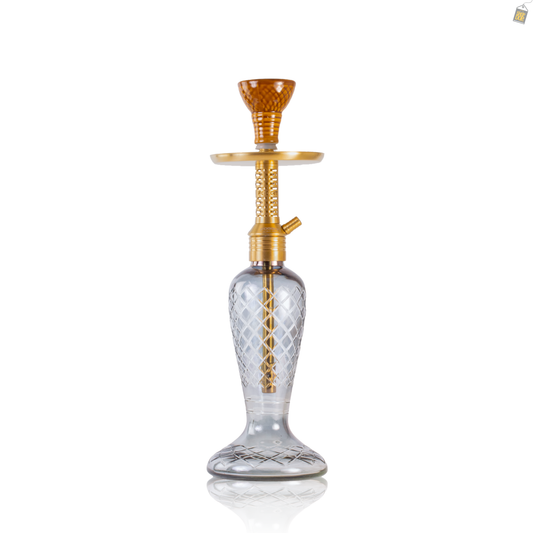 Big Dark Knight Zipper Hookah with Bag - Gold Stem / CGB Base