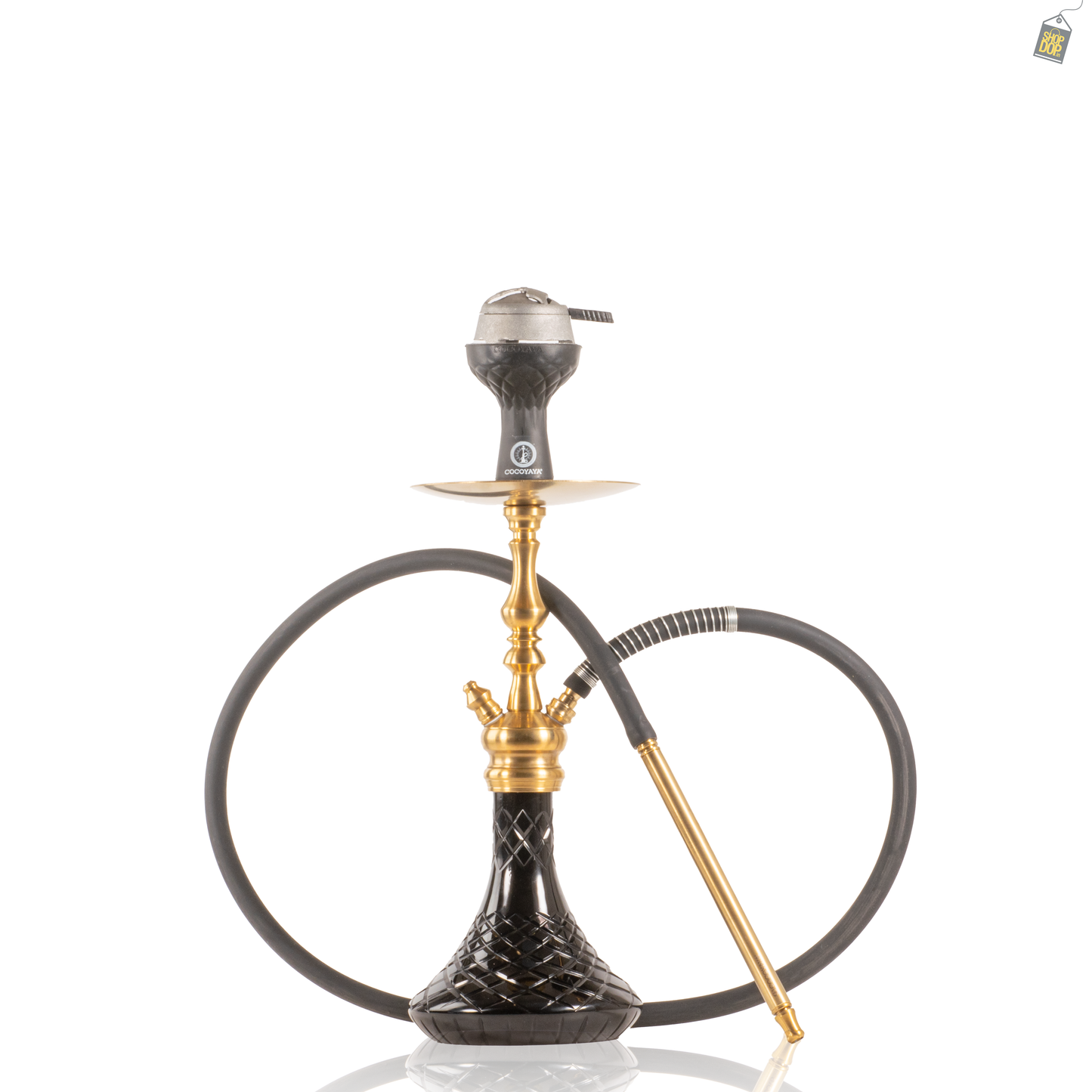 COCOYAYA Simba Hookah with Bag - Gold Stem / Black Base