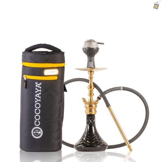 COCOYAYA Simba Hookah with Bag - Gold Stem / Black Base
