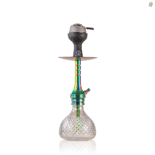 COCOYAYA VIP Bobby Hookah with Bag - Rainbow Stem / Transparent CGB Base