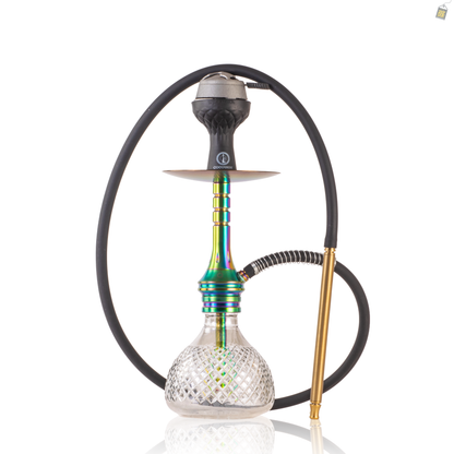 COCOYAYA VIP Bobby Hookah with Bag - Rainbow Stem / Transparent CGB Base