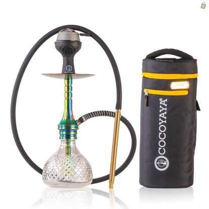 COCOYAYA VIP Bobby Hookah with Bag - Rainbow Stem / Transparent CGB Base