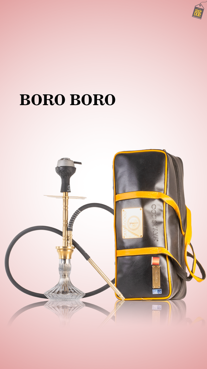 COCOYAYA Boro Bora Hookah with Bag - Gold Stem / Grey Base