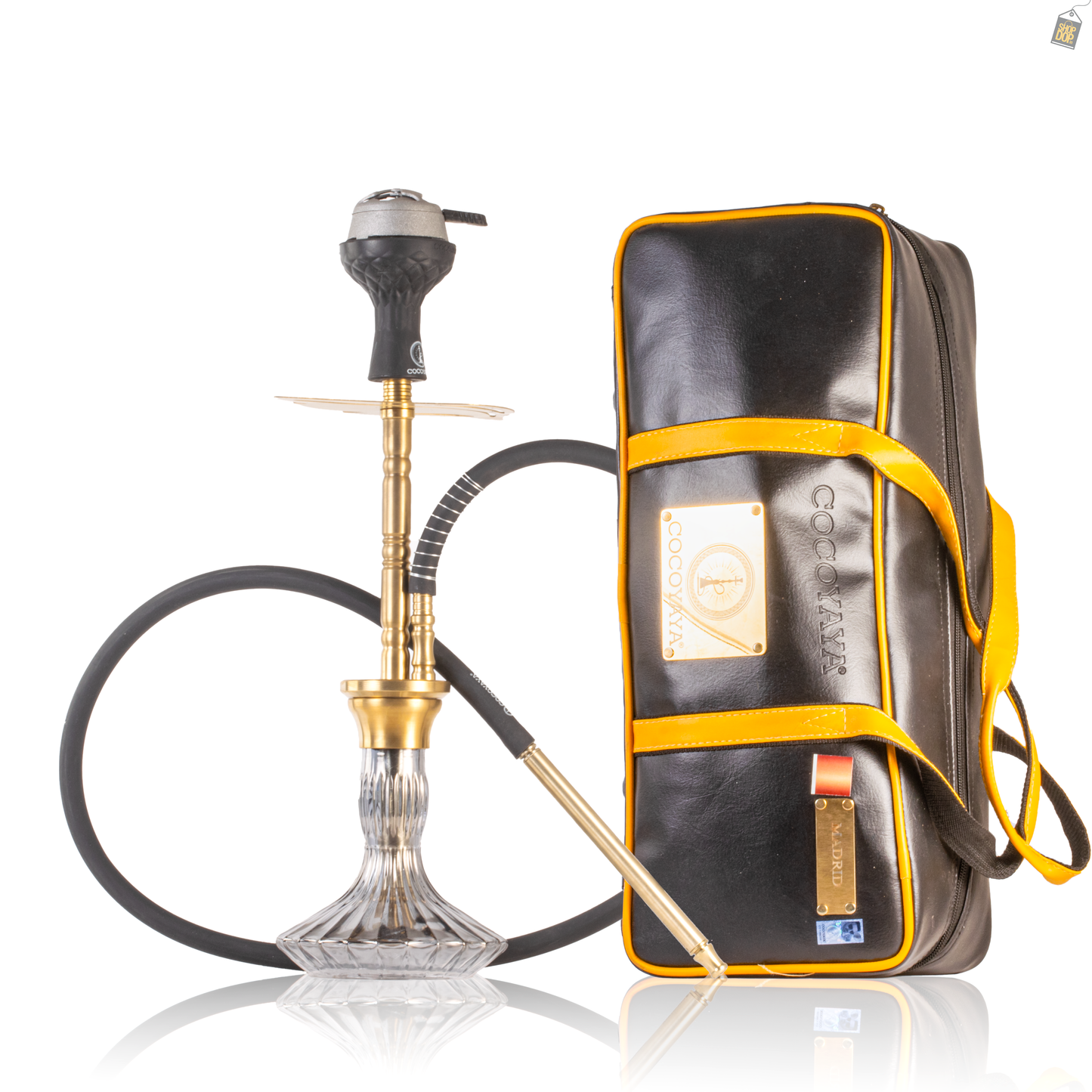 COCOYAYA Boro Bora Hookah with Bag - Gold Stem / Grey Base