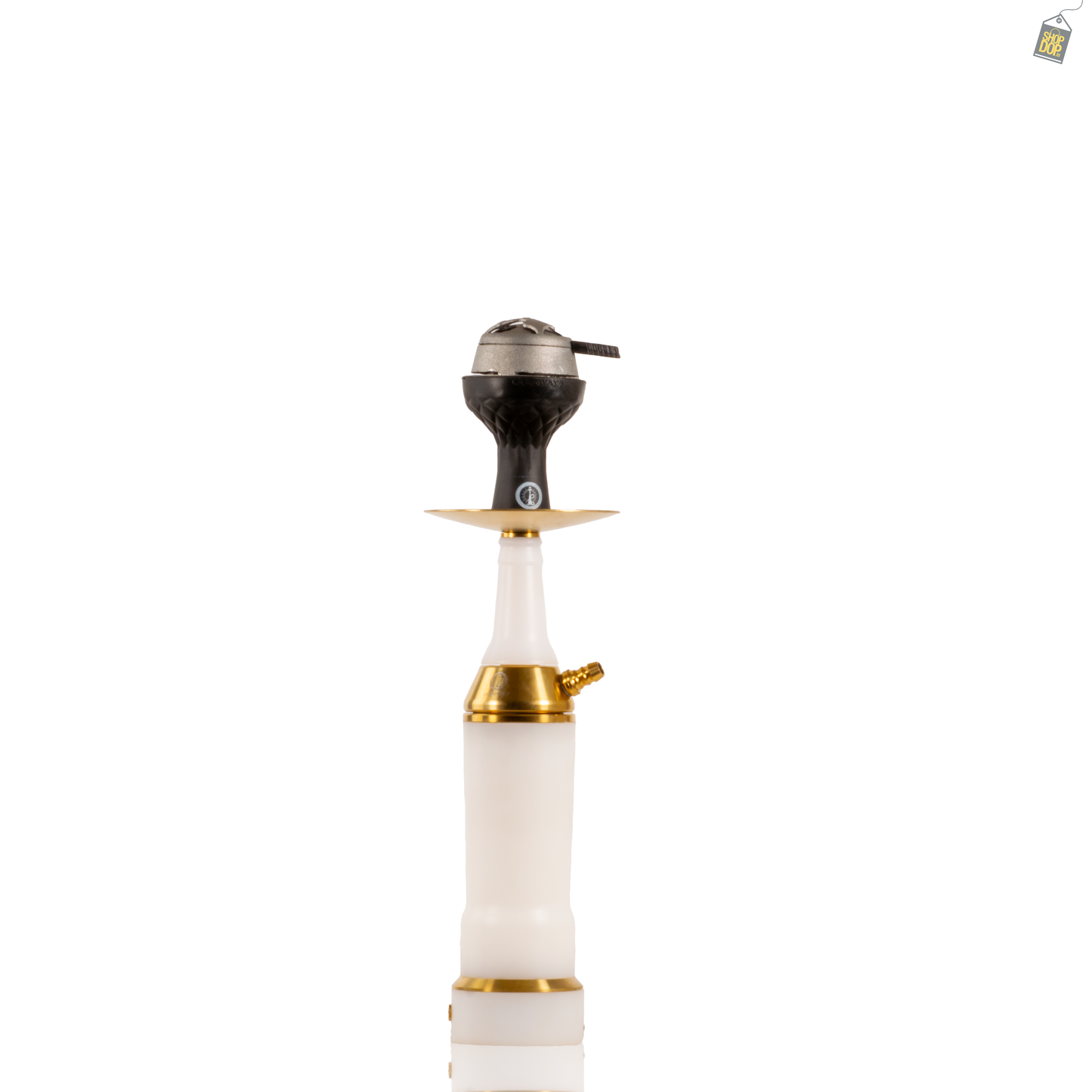 COCOYAYA Broski 2.0 LED Hookah with Bag - Gold Stem (White Base)