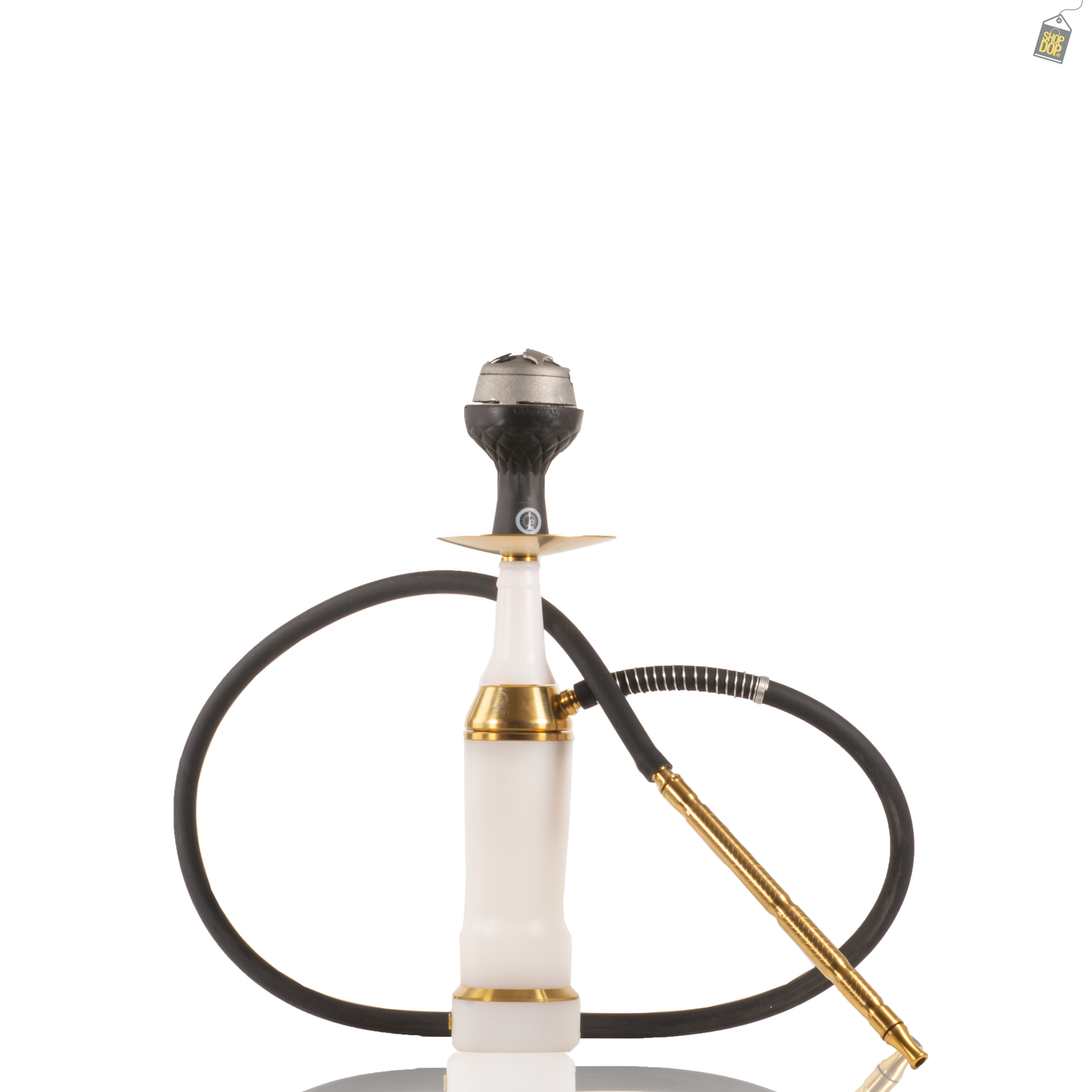 COCOYAYA Broski 2.0 LED Hookah with Bag - Gold Stem (White Base)