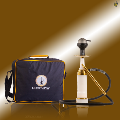 COCOYAYA Broski 2.0 LED Hookah with Bag - Gold Stem (White Base)