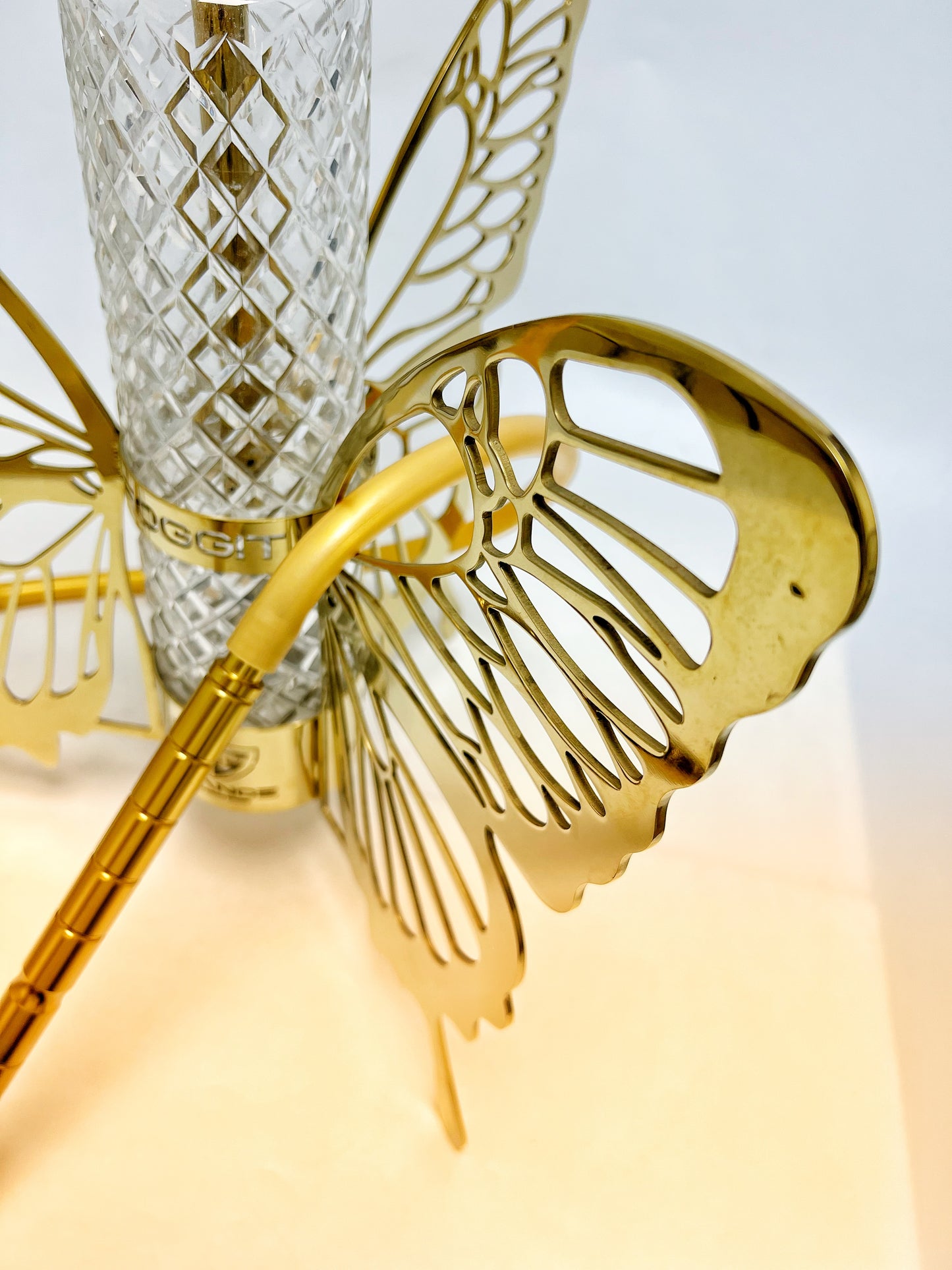 VG France Butterfly Hookah with 3 Bags (LED & Remote) - Golden