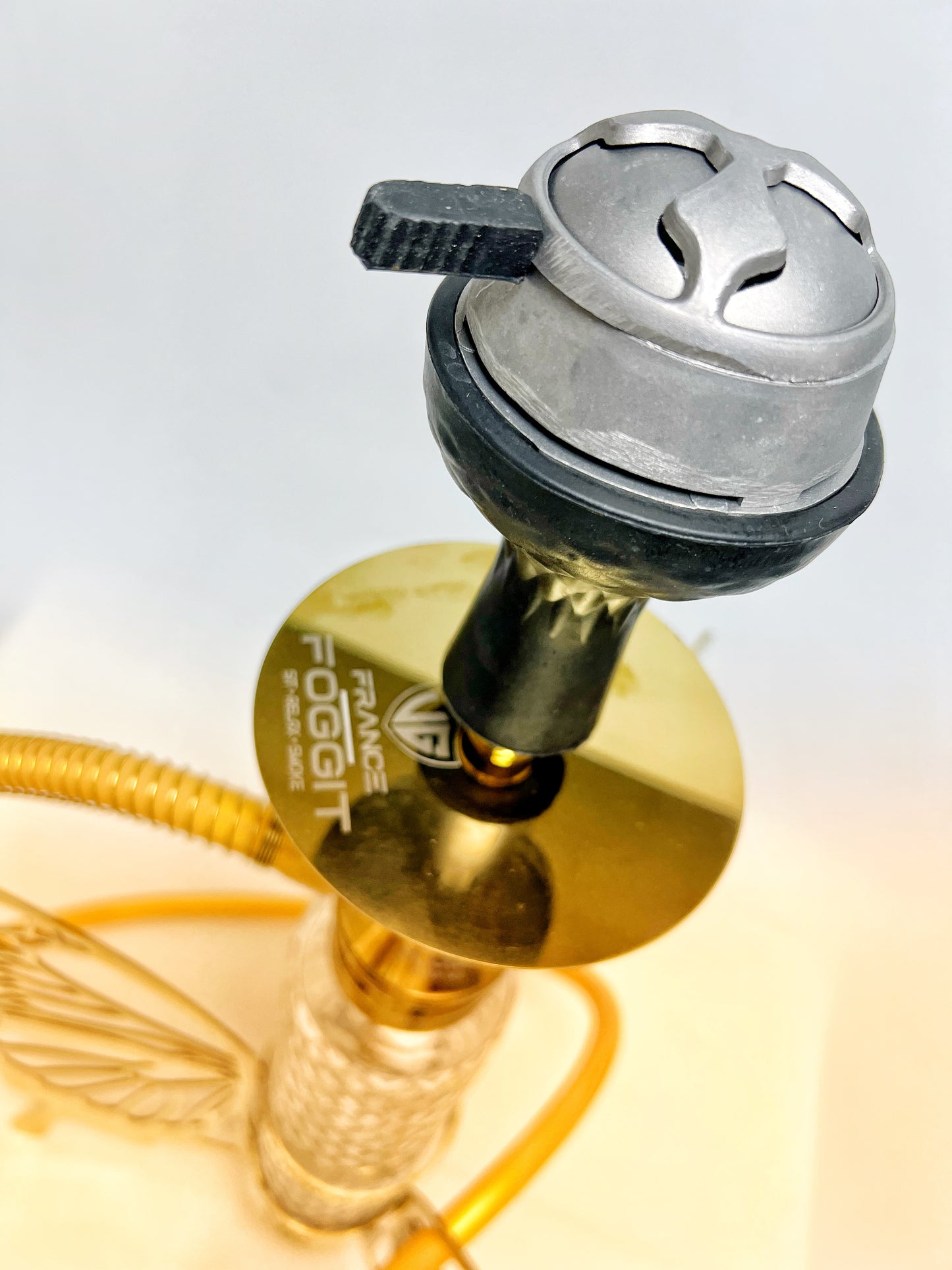 VG France Butterfly Hookah with 3 Bags (LED & Remote) - Golden