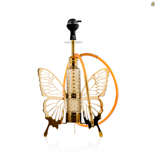 VG France Butterfly Hookah with 3 Bags (LED & Remote) - Golden
