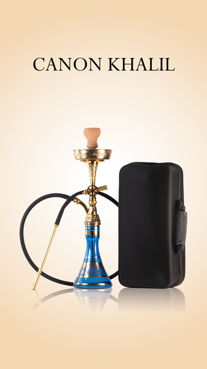 Canon Khalil Gem Hookah - Gold Stem / Blue Base