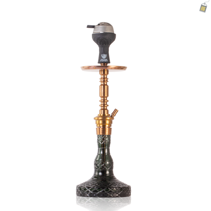 Persian Carafe Hookah with Bag - Bronze Stem / Emerald Green Base