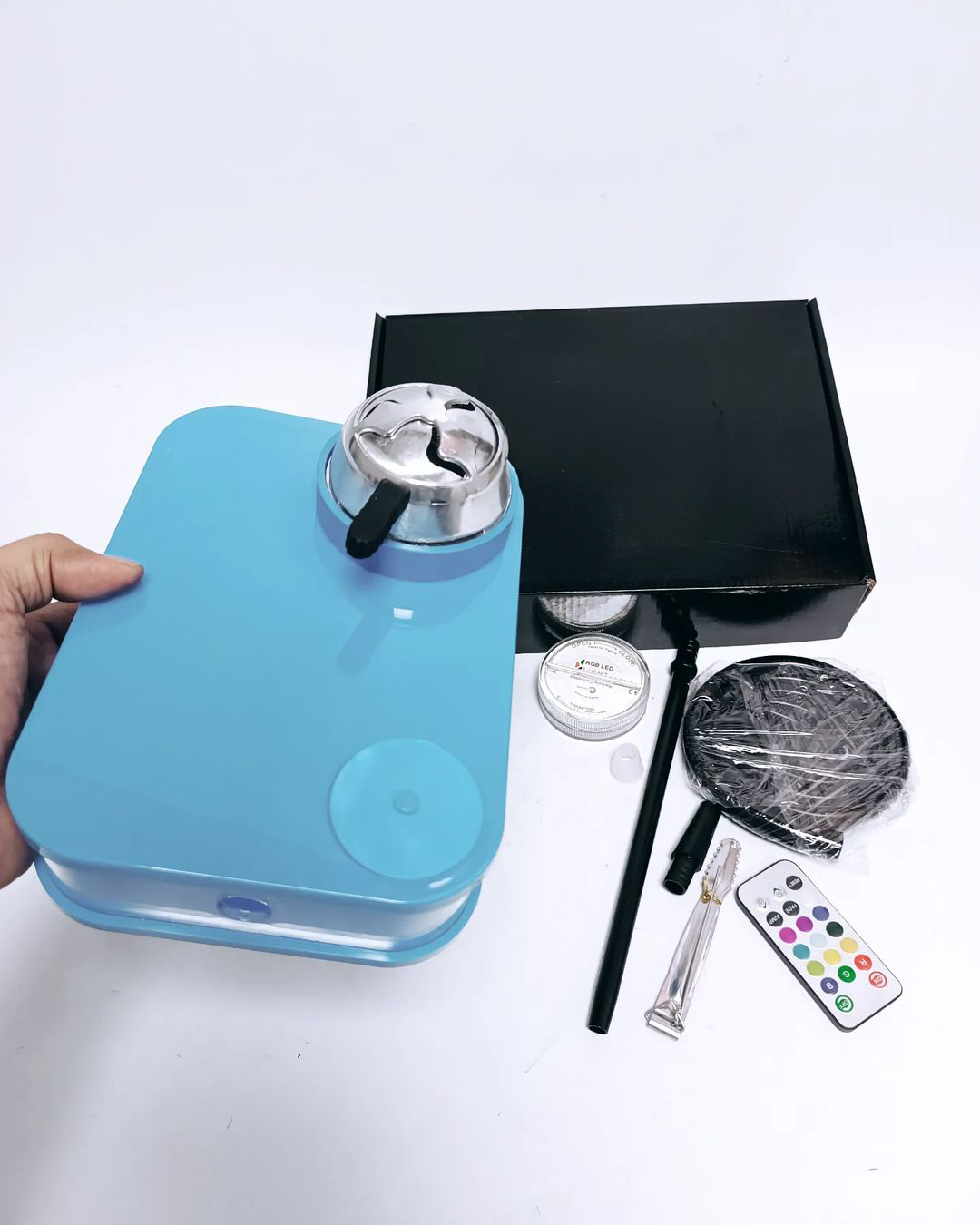 Car Hookah with LED Light & Remote - Blue