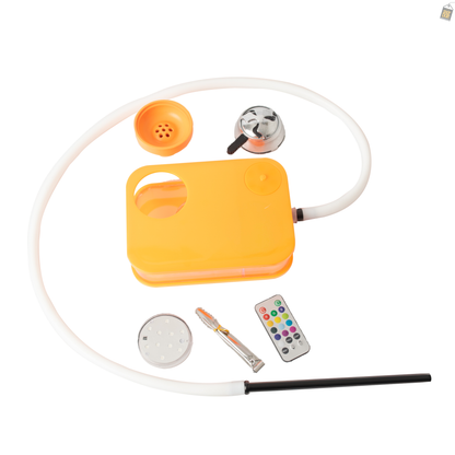 Car Hookah with LED Light & Remote - Orange