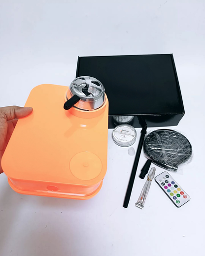 Car Hookah with LED Light & Remote - Orange