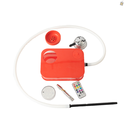 Car Hookah with LED Light & Remote - Red