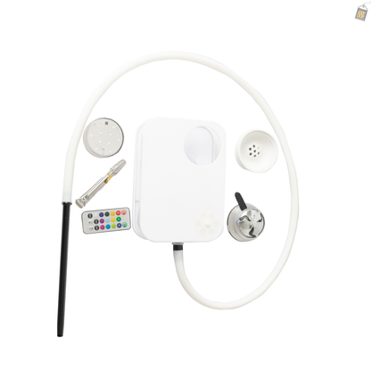 Car Hookah with LED Light & Remote - White