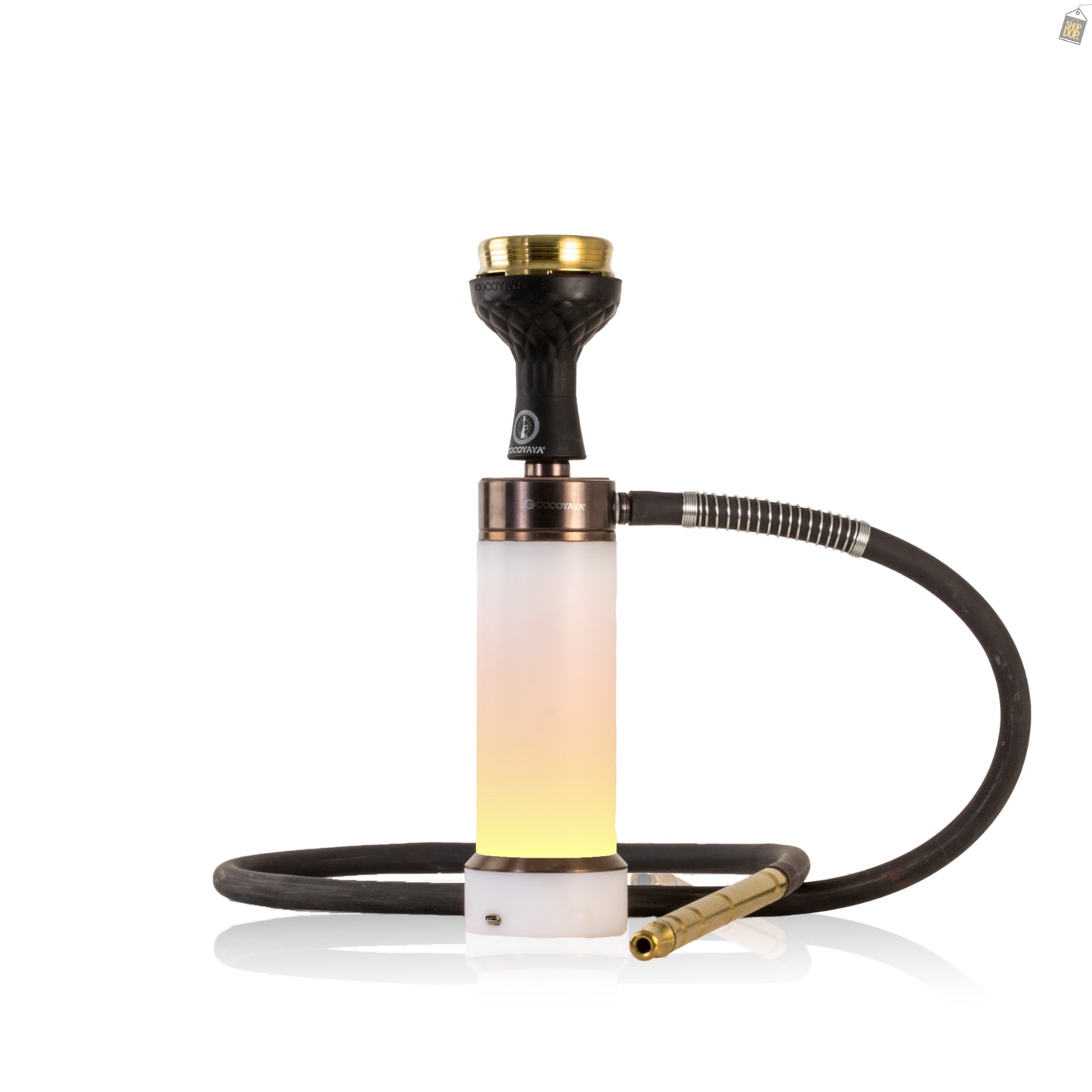 COCOYAYA Car-O-Bar LED Hookah with Bag - Bronze Stem (White Base)