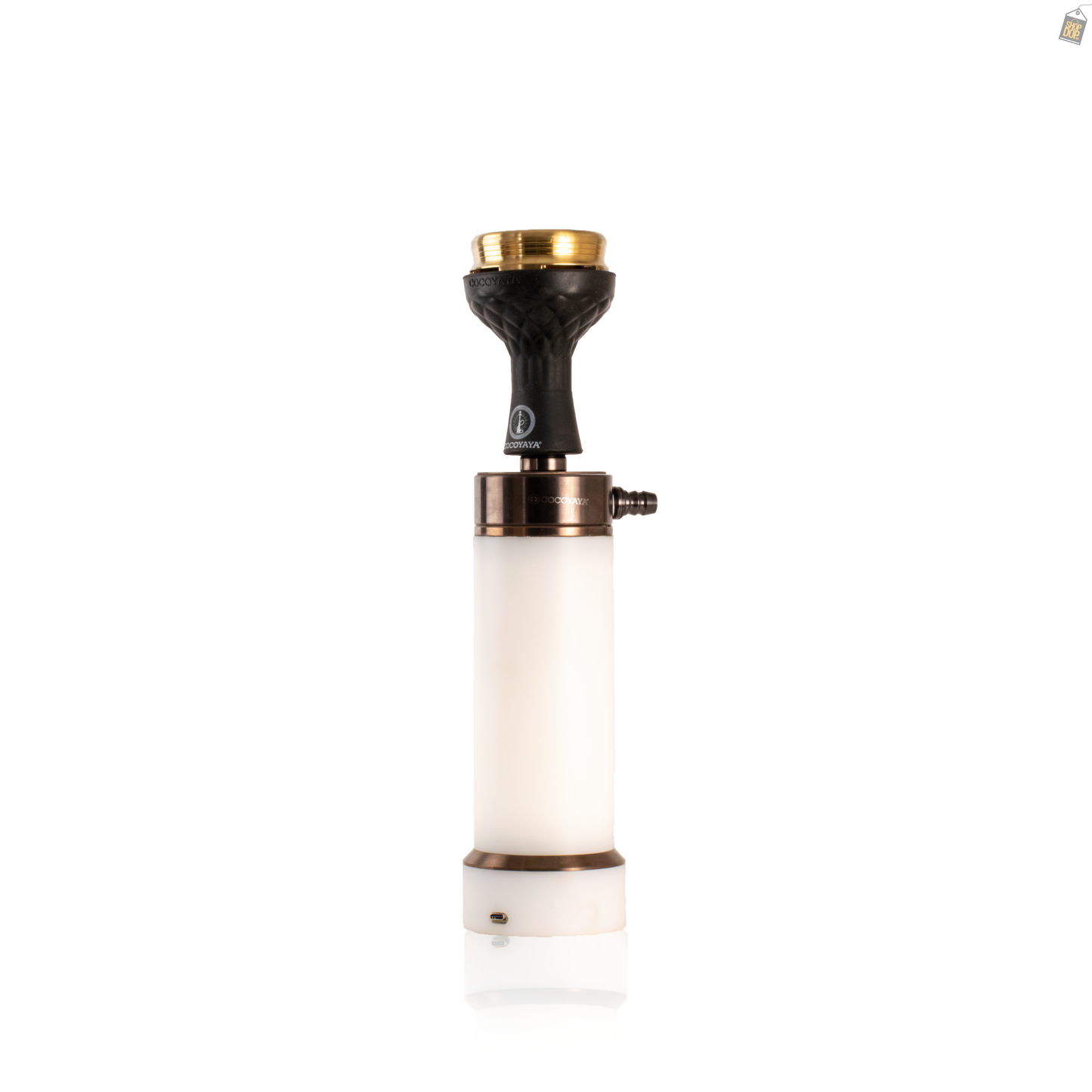 COCOYAYA Car-O-Bar LED Hookah with Bag - Bronze Stem (White Base)