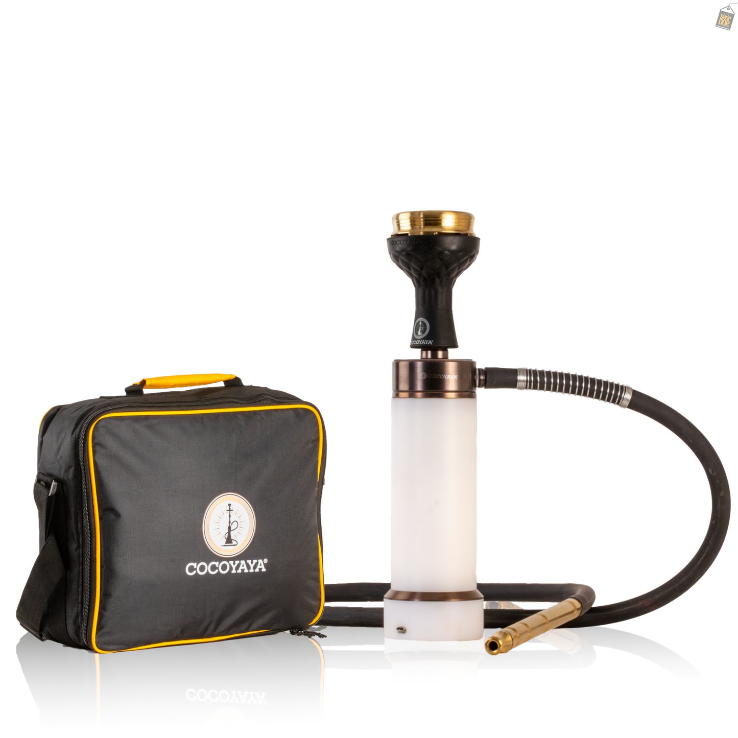 COCOYAYA Car-O-Bar LED Hookah with Bag - Bronze Stem (White Base)