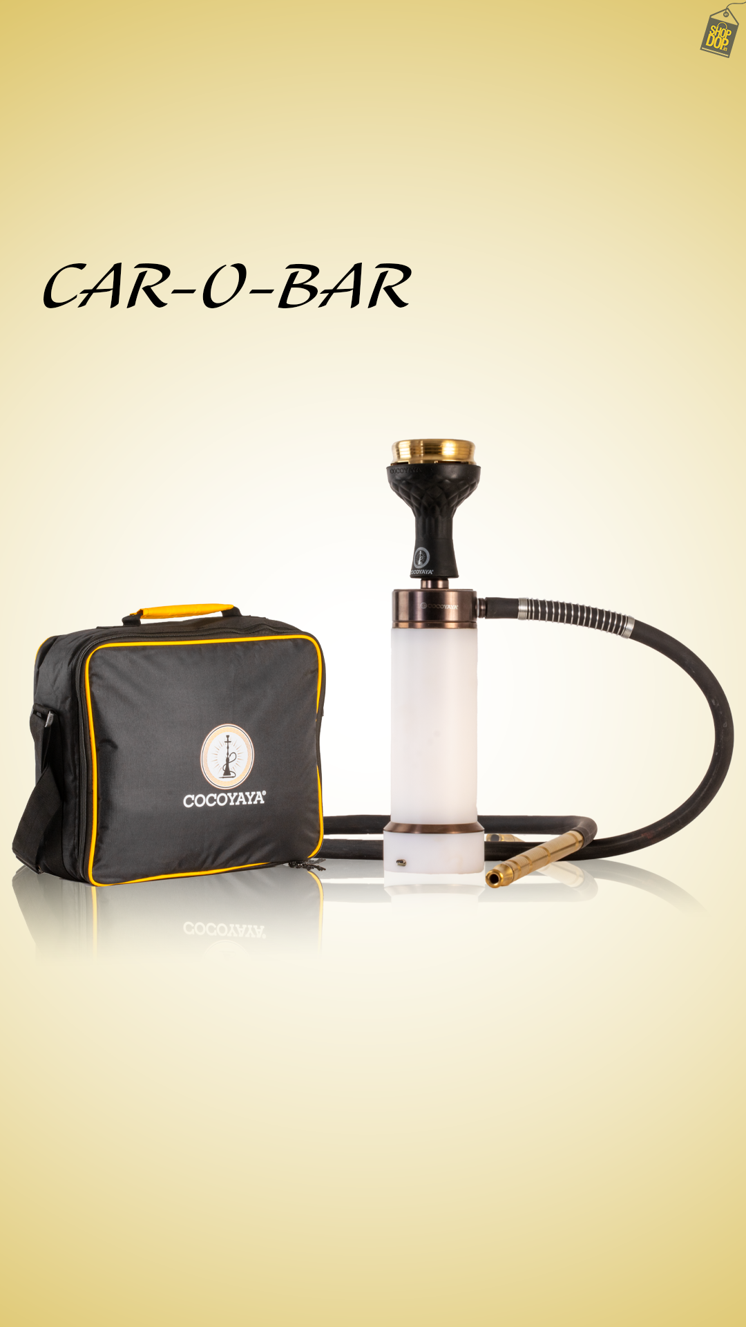 COCOYAYA Car-O-Bar LED Hookah with Bag - Bronze Stem (White Base)