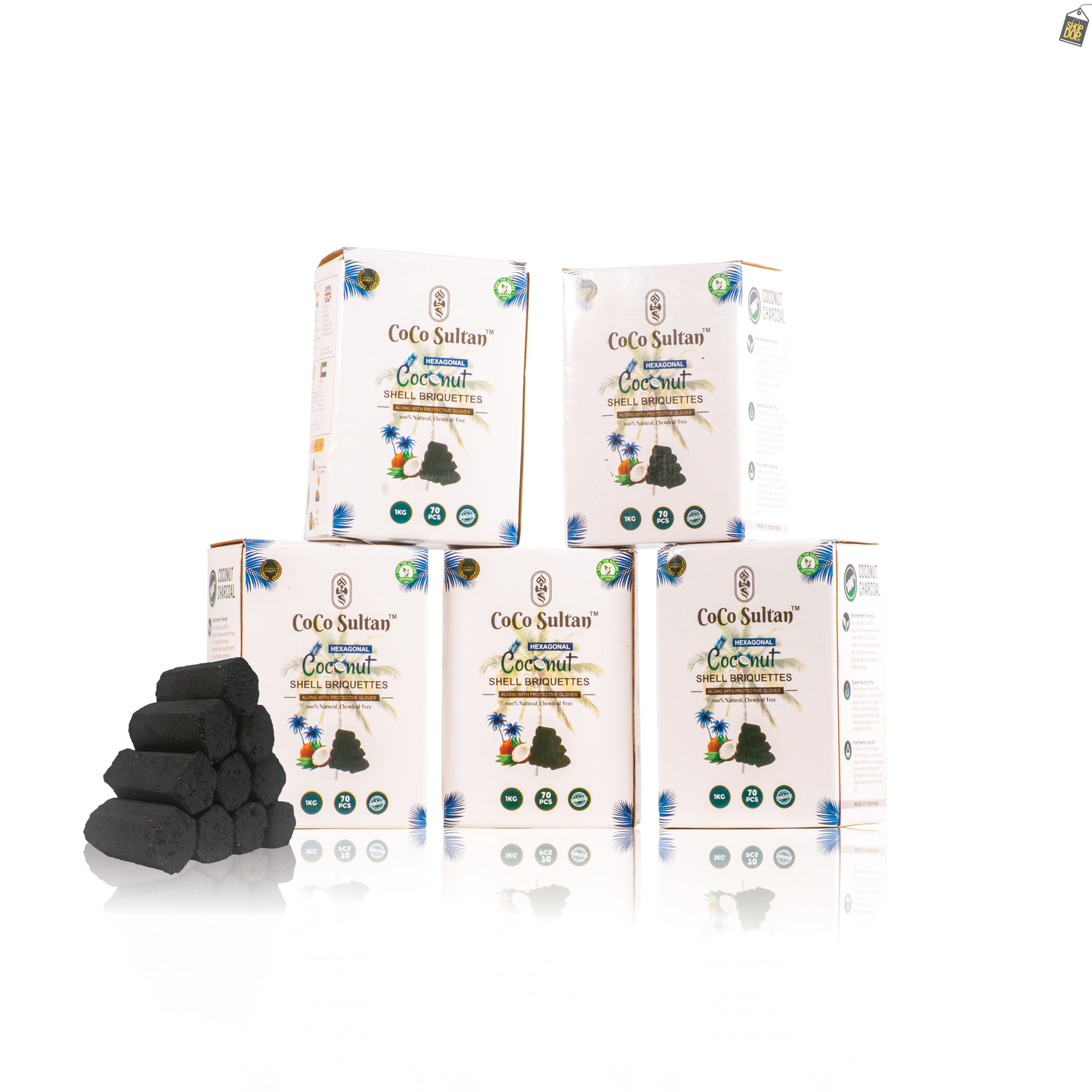 COCO Sultan Hexagonal Hookah Coconut Coal - Pack of 5kg