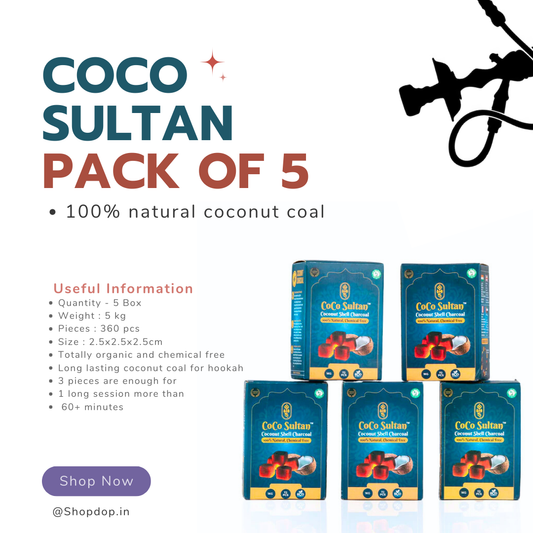 COCO Sultan Coconut Coal for Hookah - Pack of 5kg (360pcs)