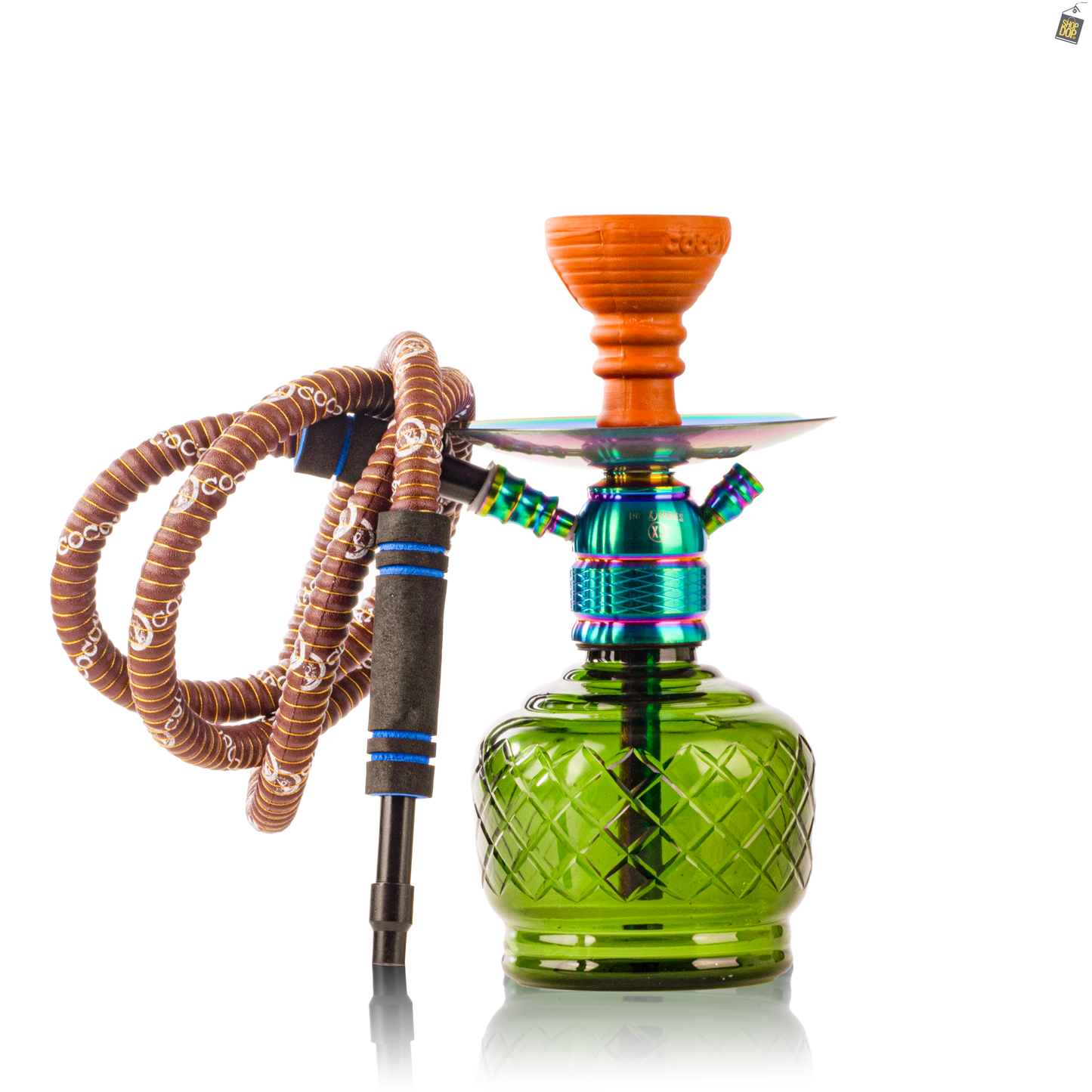 COCOYAYA X9 Hookah - Rainbow Stem / Emerald Green Base