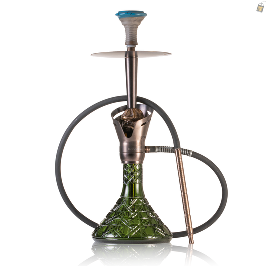 COCOYAYA Baku Cigar Hookah - Bronze Stem / Emerald Green Base