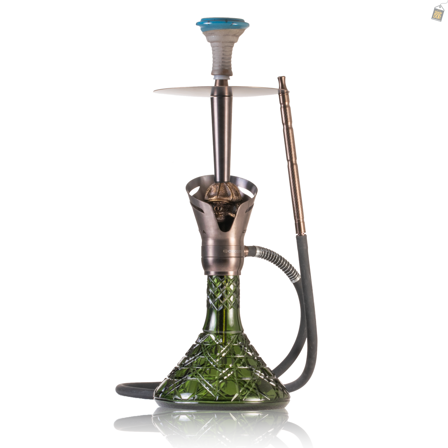 COCOYAYA Baku Cigar Hookah - Bronze Stem / Emerald Green Base