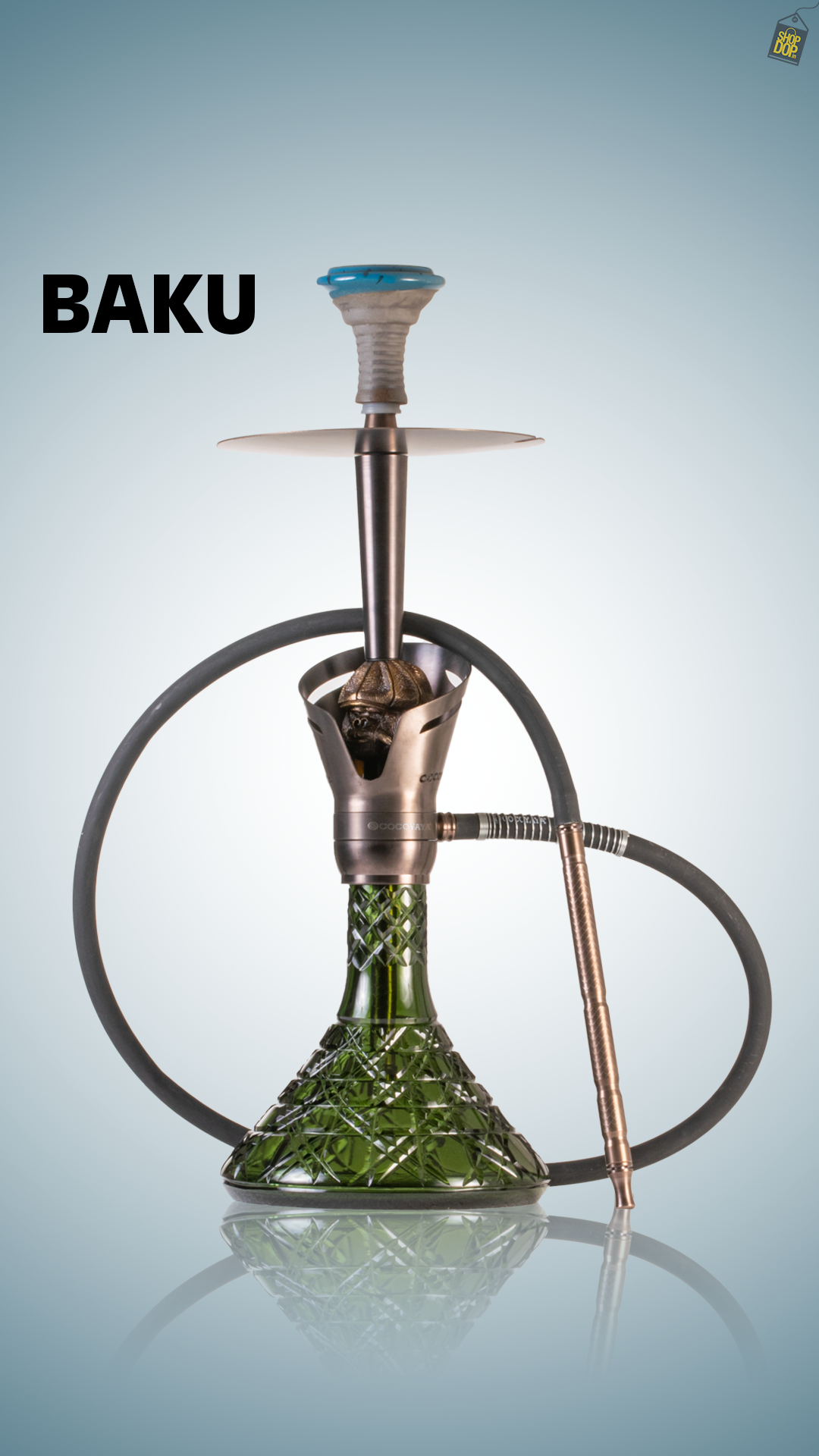 COCOYAYA Baku Cigar Hookah - Bronze Stem / Emerald Green Base