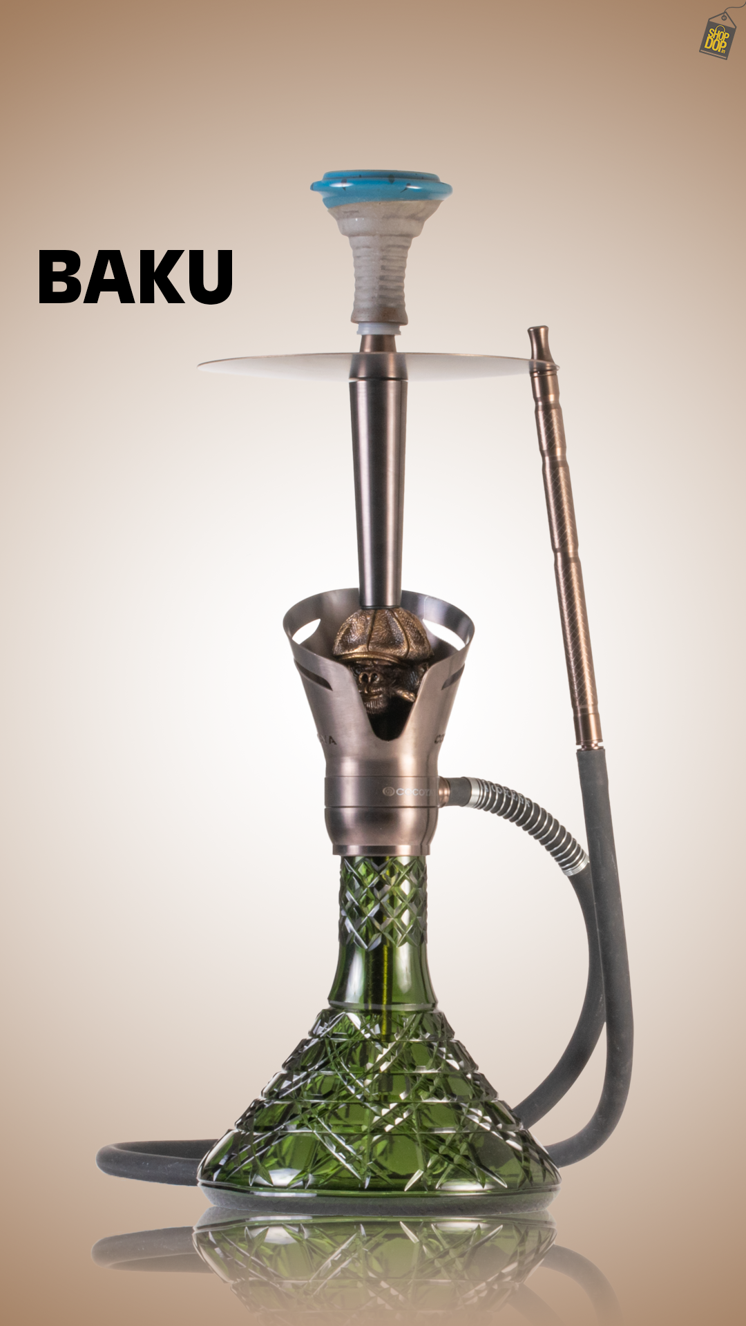 COCOYAYA Baku Cigar Hookah - Bronze Stem / Emerald Green Base