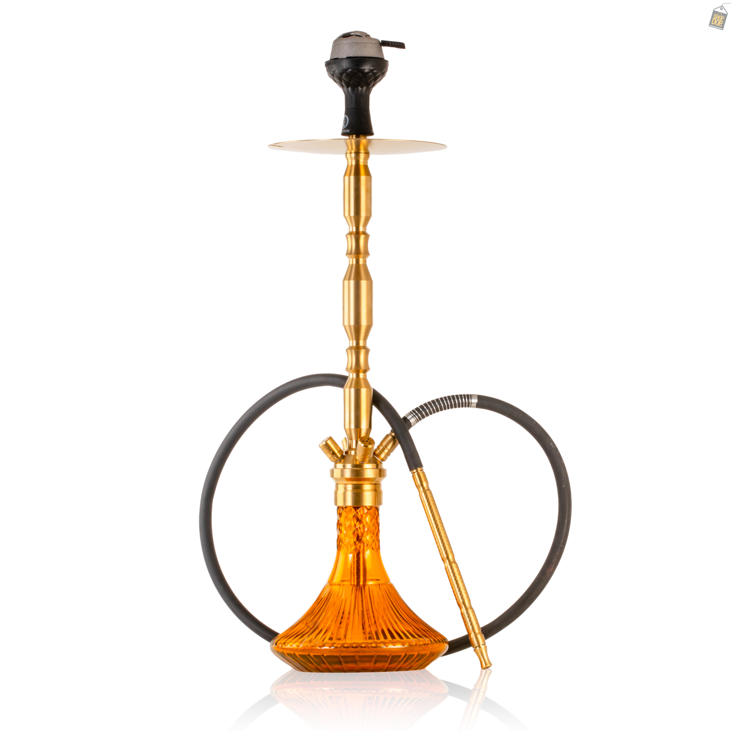 COCOYAYA King Series Brando Hookah with Bag - Gold Stem / Amber Base