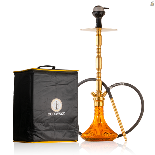 COCOYAYA King Series Brando Hookah with Bag - Gold Stem / Amber Base