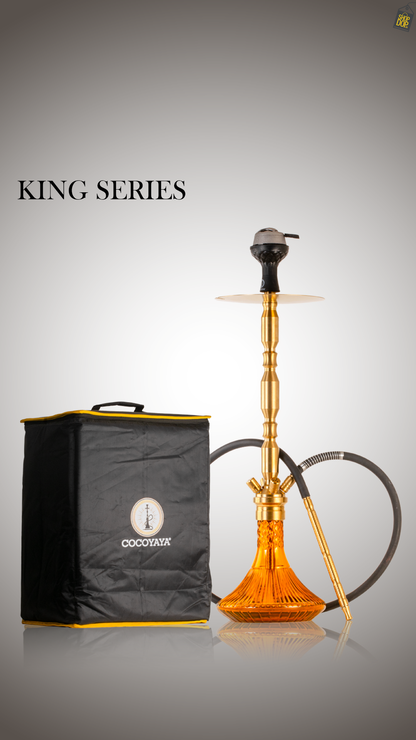 COCOYAYA King Series Brando Hookah with Bag - Gold Stem / Amber Base