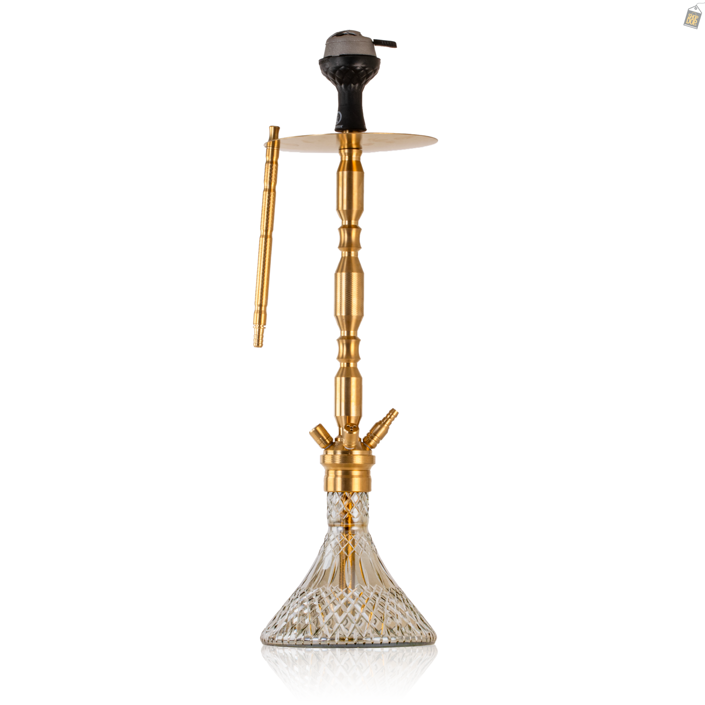 COCOYAYA King Series Brando Hookah with Bag - Golden Stem / Cut Glass Base