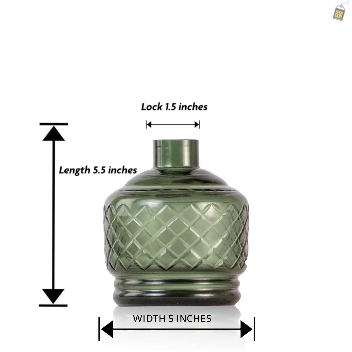 Noddy Flatter Hookah Replacement Glass Base Only - Emerald Green