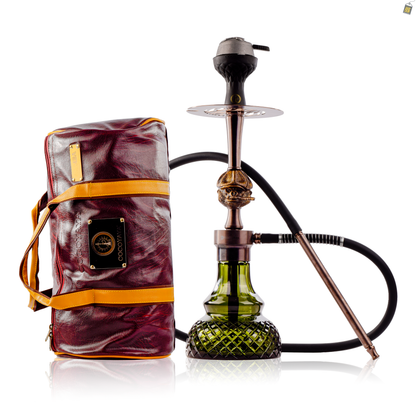 COCOYAYA Congo Baku Hookah with Brown Bag - Bronze Stem / Emerald Green Base