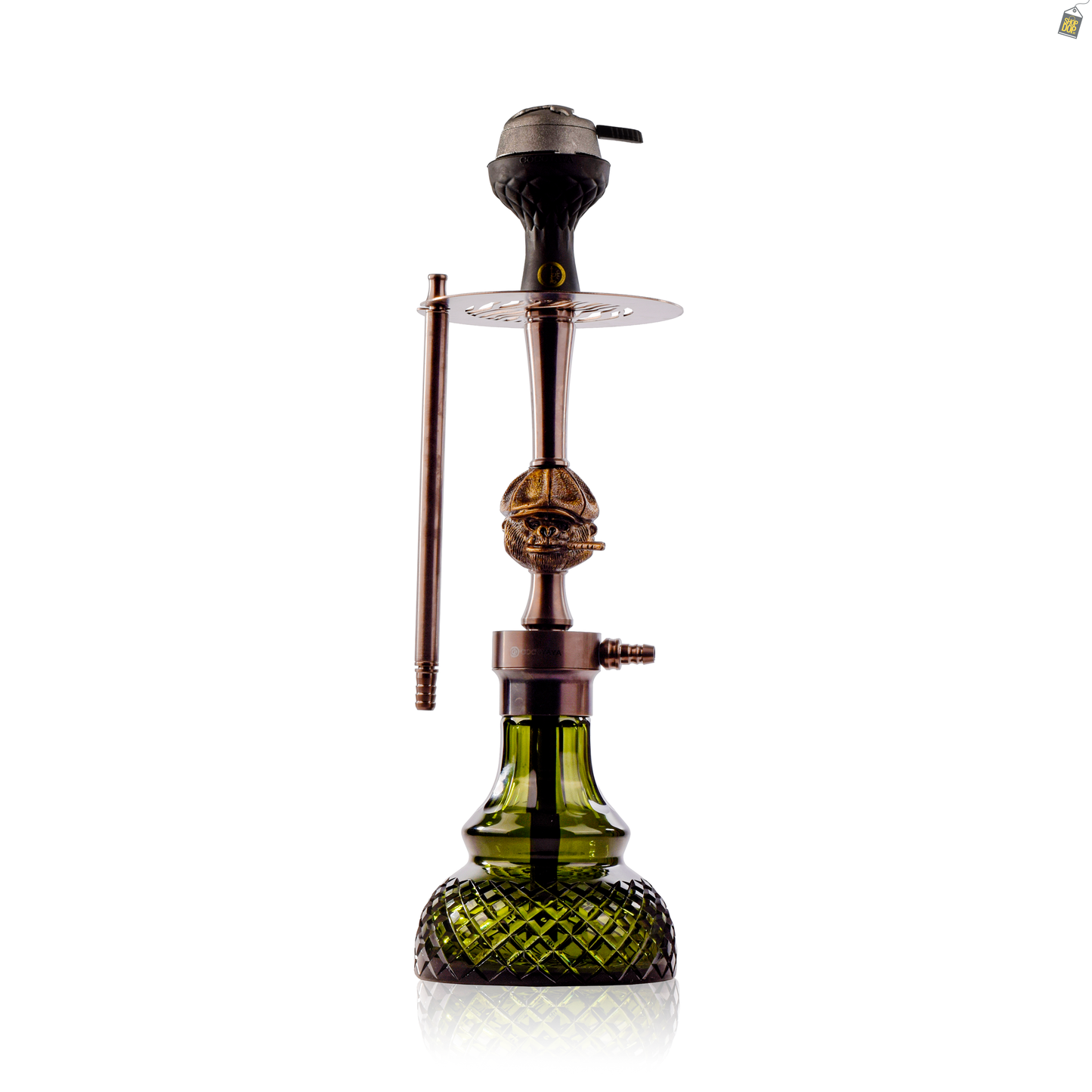 COCOYAYA Congo Baku Hookah with Green Bag - Bronze Stem / Emerald Green Base