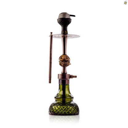 COCOYAYA Congo Baku Hookah with Green Bag - Bronze Stem / Emerald Green Base