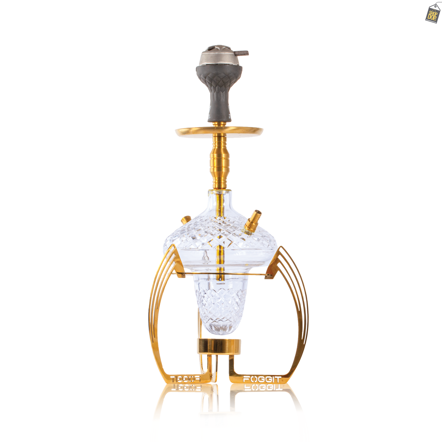 VG France Crown Hookah with Bag (LED & Remote) - Gold Stem / CGB Base