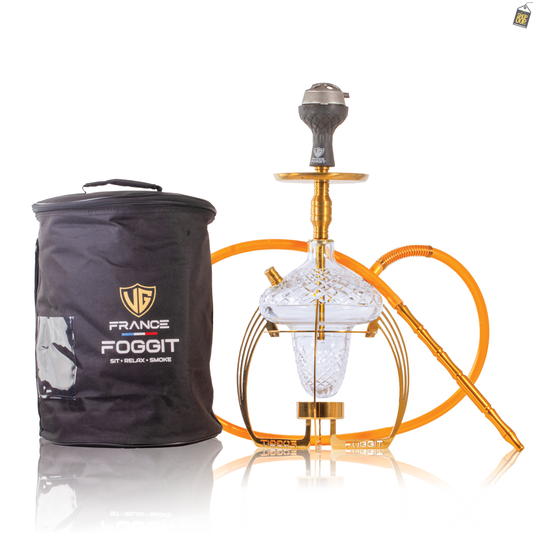 VG France Crown Hookah with Bag (LED & Remote) - Gold Stem / CGB Base