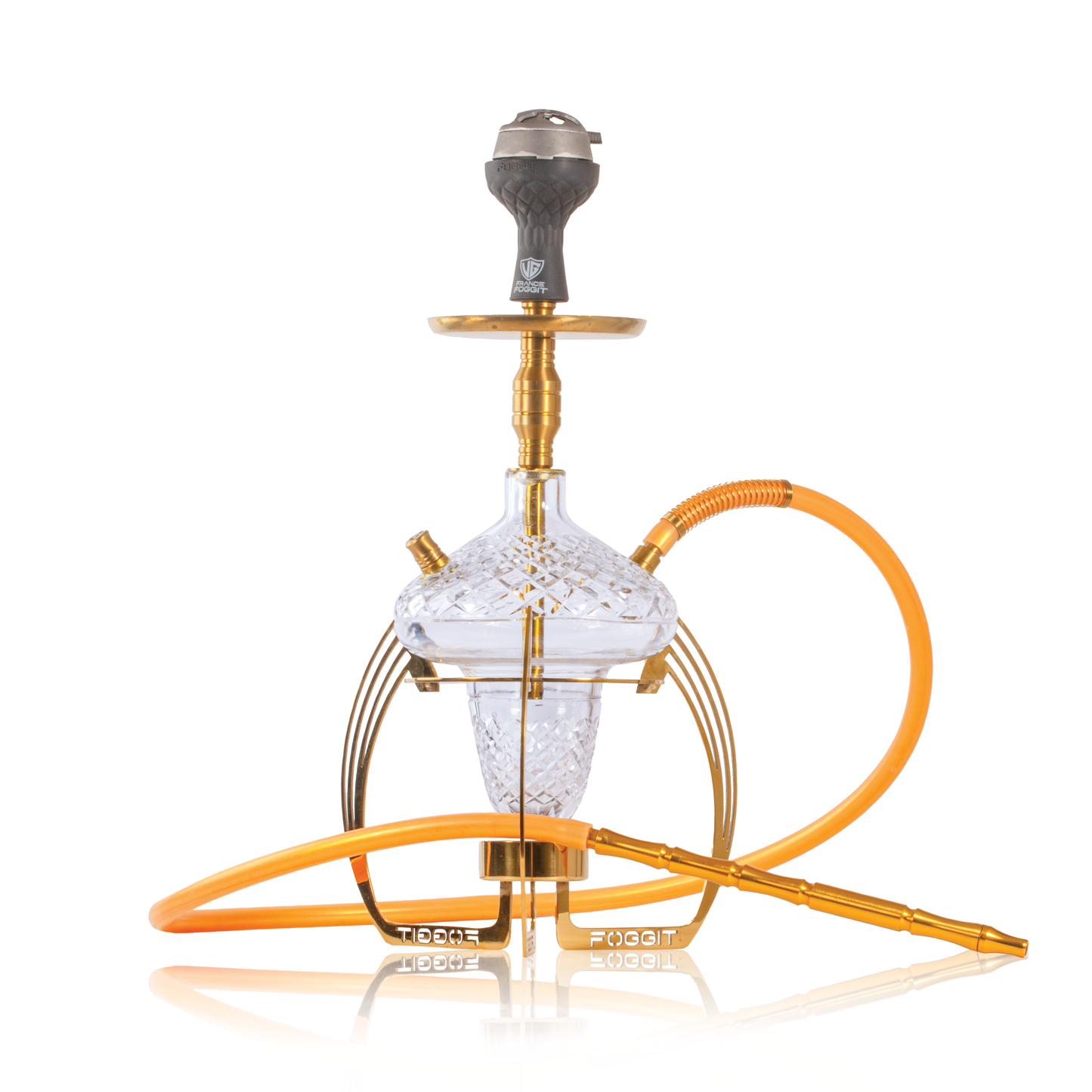 VG France Crown Hookah with Bag (LED & Remote) - Gold Stem / CGB Base