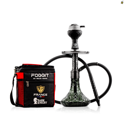 Dark Knight Orbit Hookah with Bag - Gun Metal  / Emerald Green Base